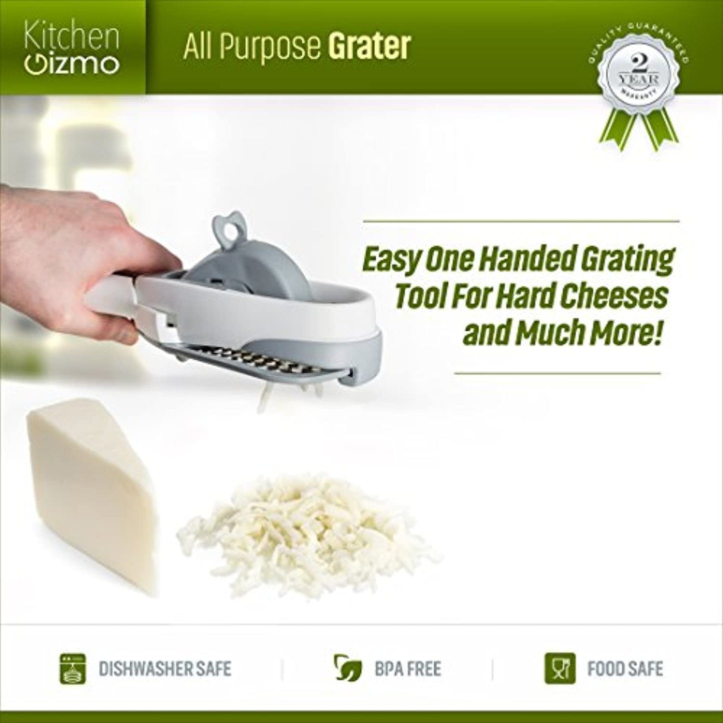 Kitchen Gizmo All Purpose Grater for Hard Cheese, Nuts & More, KG-CG1