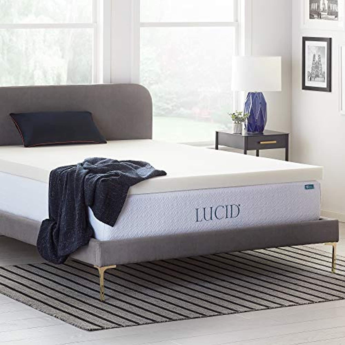 LUCID 3"  Memory Foam Mattress Topper, Size:  Full XL, LU30FX45MT- OPEN BOX