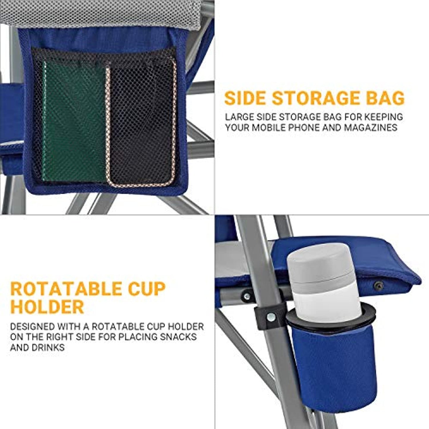 KingCamp Breathable Folding Camping Chair with Cup holder and Pocket