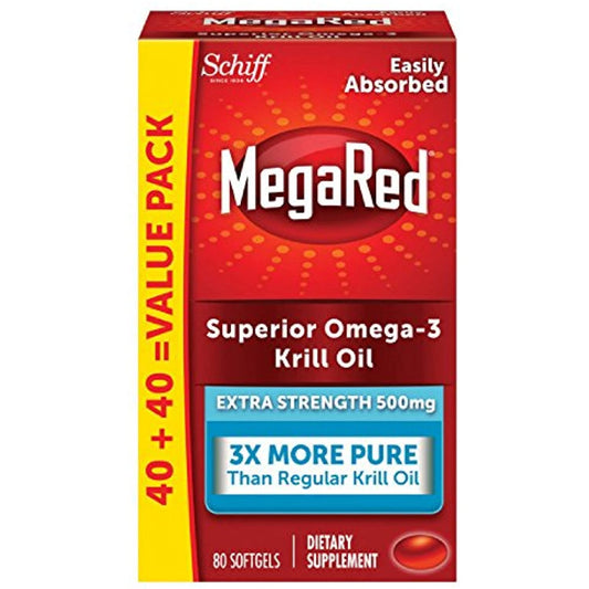 MegaRed 500mg Extra Strength Omega-3 Krill Oil (80 Count) No Box Exp 8/2022