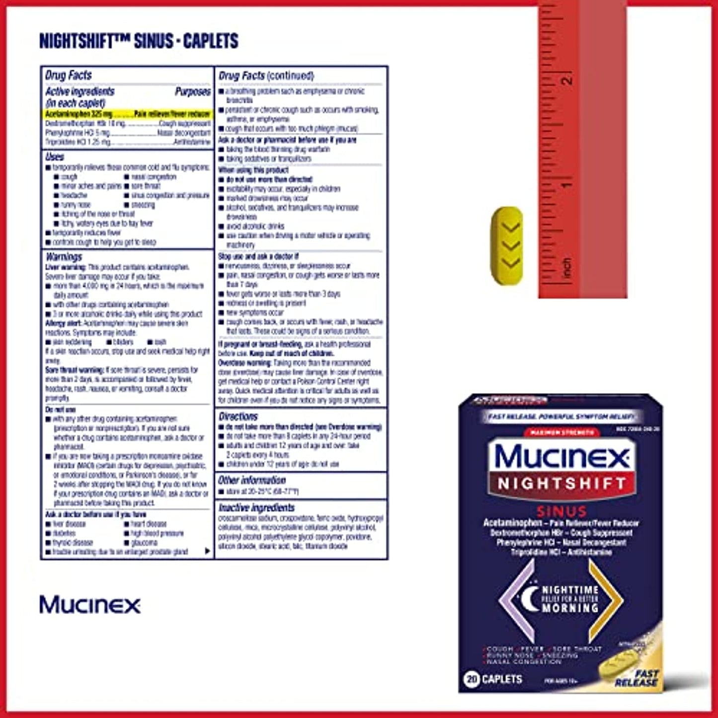 MUCINEX Nightshift Sinus Caplets - 24/20 ct.