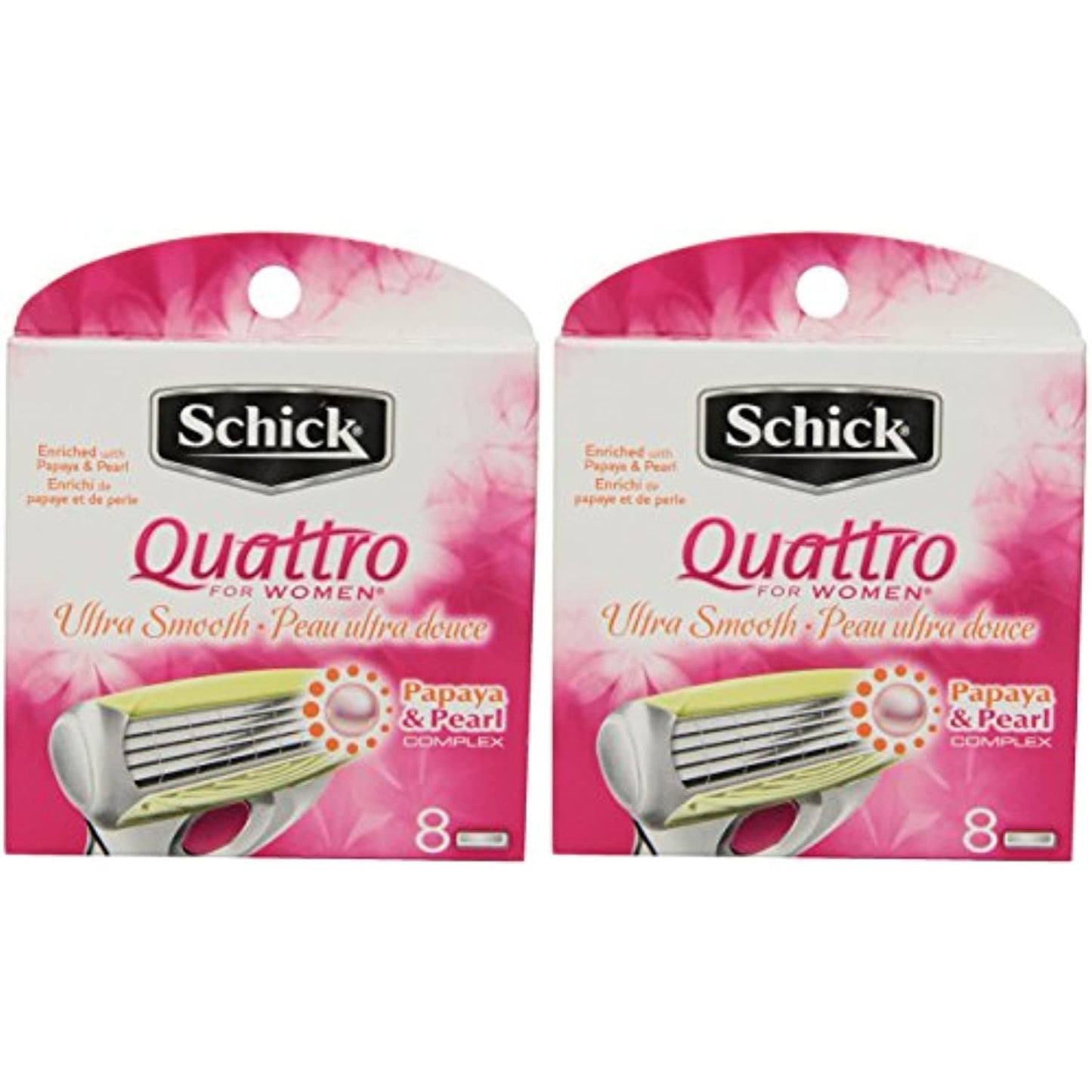 Schick Quattro for Women Razor Refill, Ultra Smooth, 8 Cartridges, 2 Pack