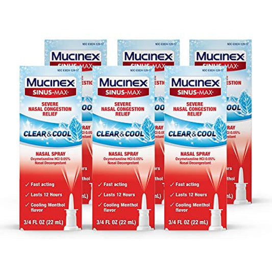 Mucinex Sinus-Max Nasal Spray Clear & Cool, 0.75 oz (Pack of 6) EXP 09/22