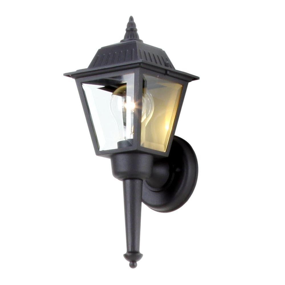 1-Light Black Outdoor Wall Mount Lantern