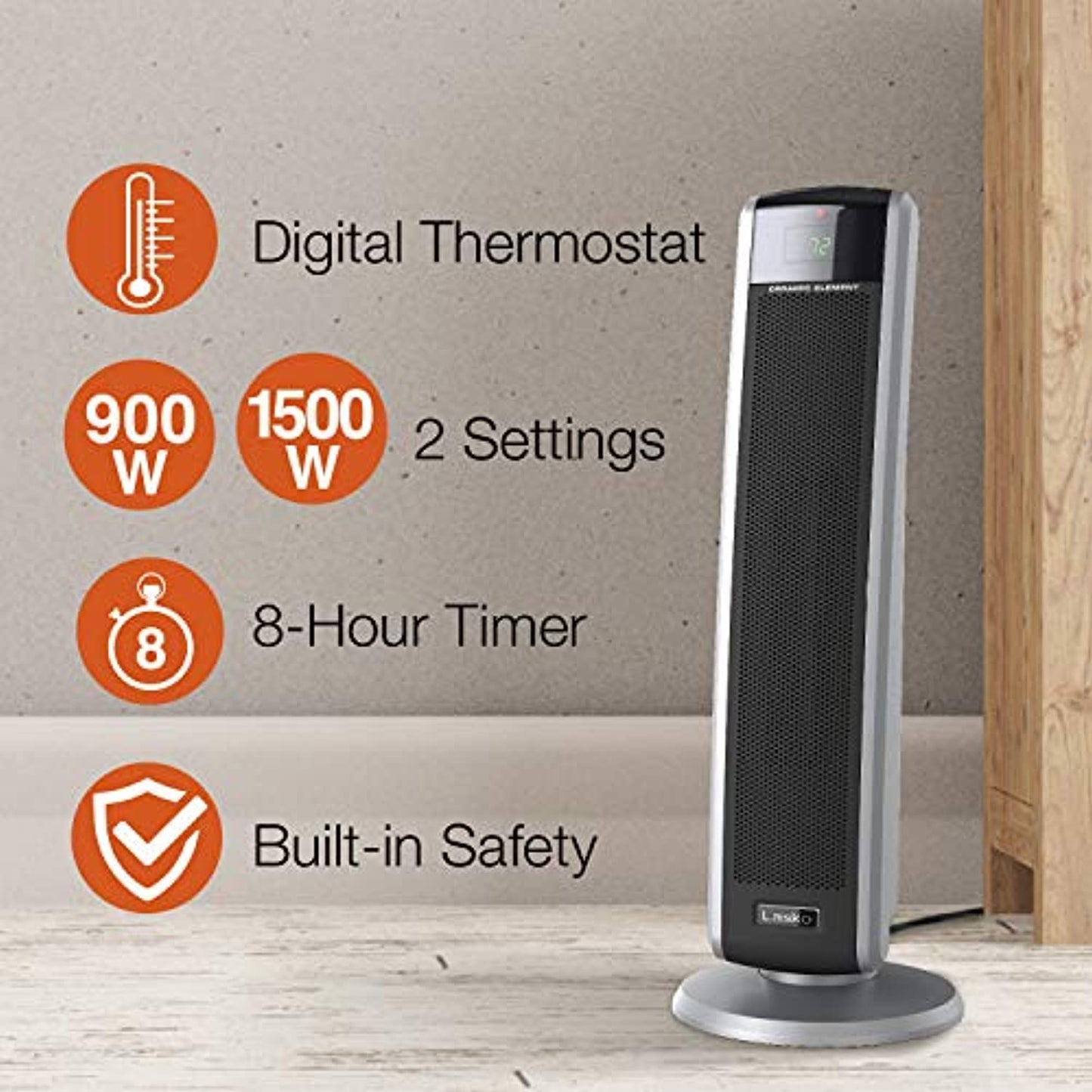 Lasko 5586 Digital Ceramic Tower Heater with Remote, Dark Grey *USED*