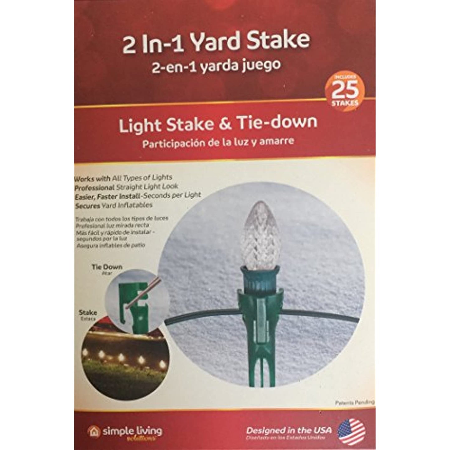 Simple Living Solutions -Smart Light 2 in 1 Yard Stake 25 Pack -LOT OF TWO