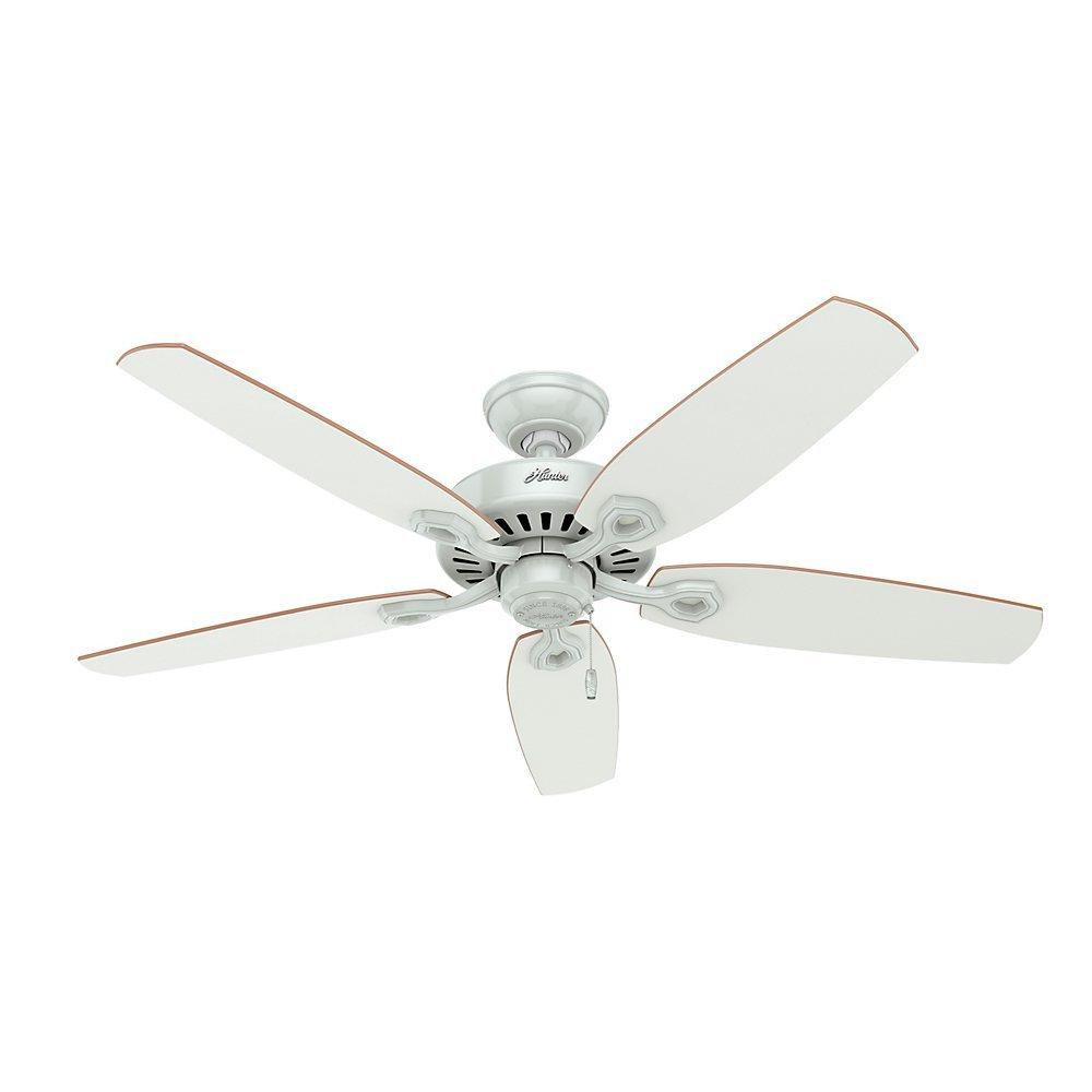 Hunter Indoor Ceiling Fan with light and pull chain control - Builder Deluxe 52 inch, White, 53089