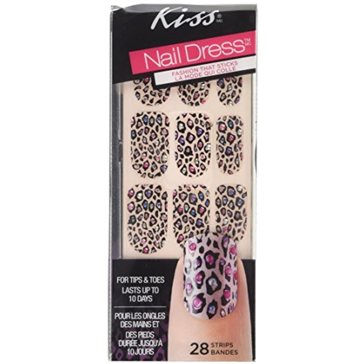 Kiss Nail Dress, 56743, MultiColored, Nail Strips, 28 pack- Lot of Five