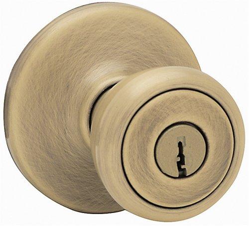 Kwikset 400T 5 CP Security Tylo Entry Knob, Antique Brass Damaged Box