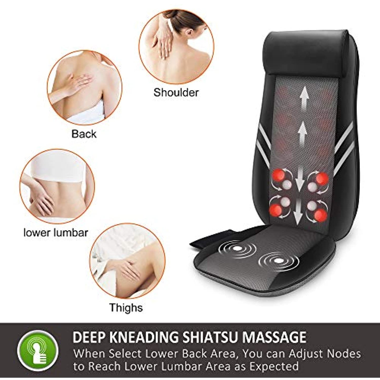 Snailax Full Back Massager with Heat-Shiatsu Chair Pad (*Missing Controller*)