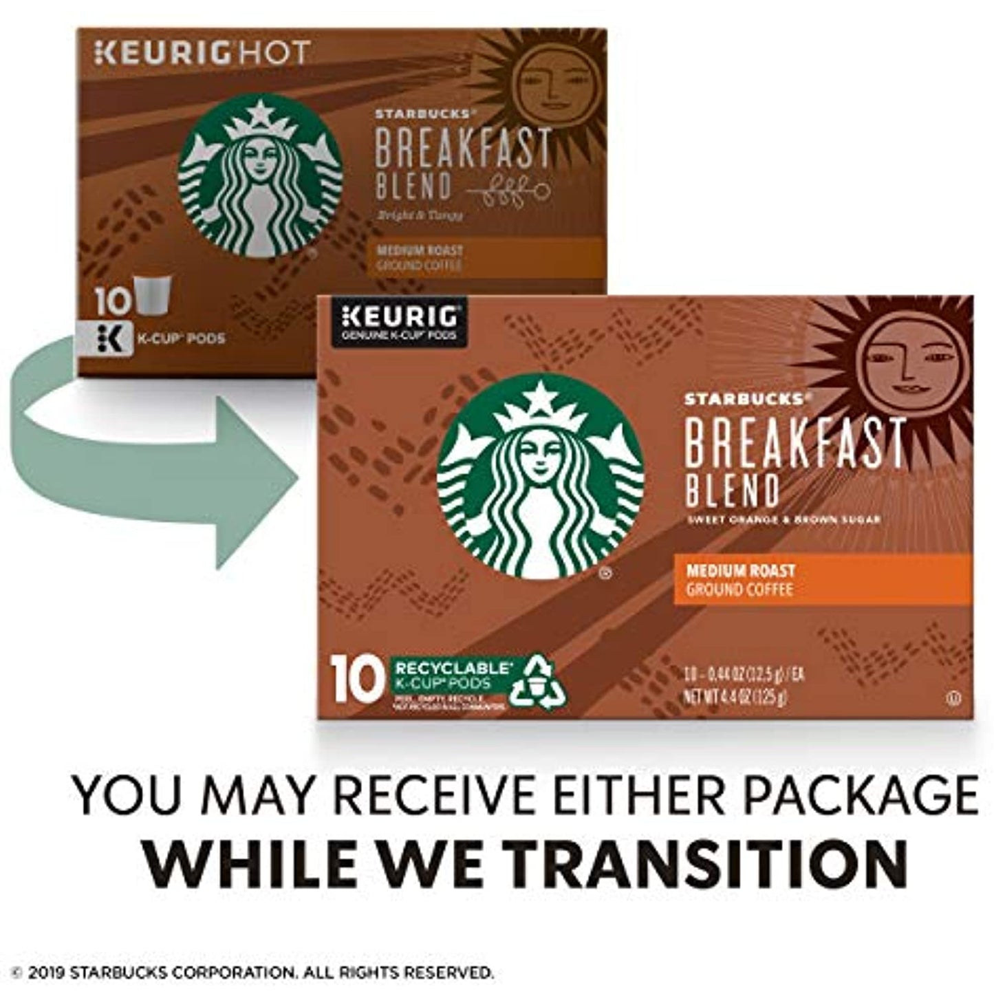 Starbucks Medium Roast K-Cup Coffee Pods  Breakfast Blend for Keurig Brewers  6 boxes (60 pods total)