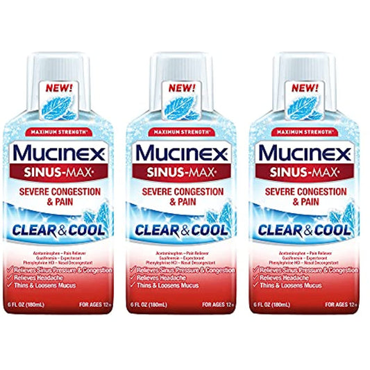 3 - Mucinex Sinus Max Clear Cool Max Strength Congestion & Pain 6 Oz 10/22