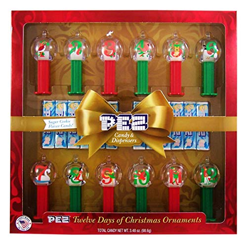 Pez 12 Days Of Christmas Themed Dispenser Ornaments With Sugar Cookie Flavored