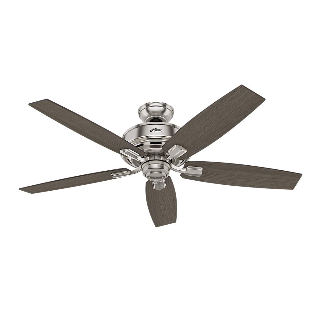 Hunter Indoor Ceiling Fan, with remote control - Bennett 52 inch, Brushed Nickel, 54190