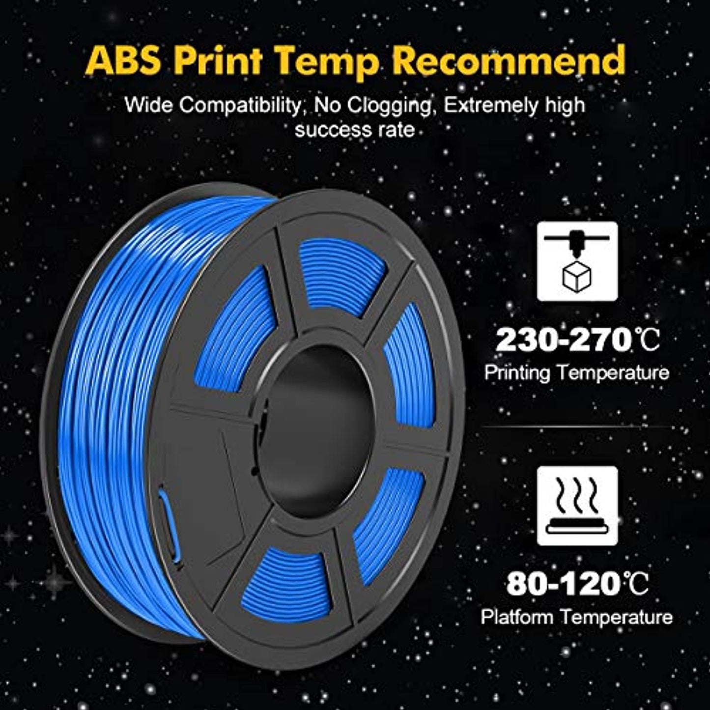 JAYO ABS 3D Printer Filament, 1.75 mm 5kg, 5 Colors, Blk, GY, Rd, Bl, Wt. NEW