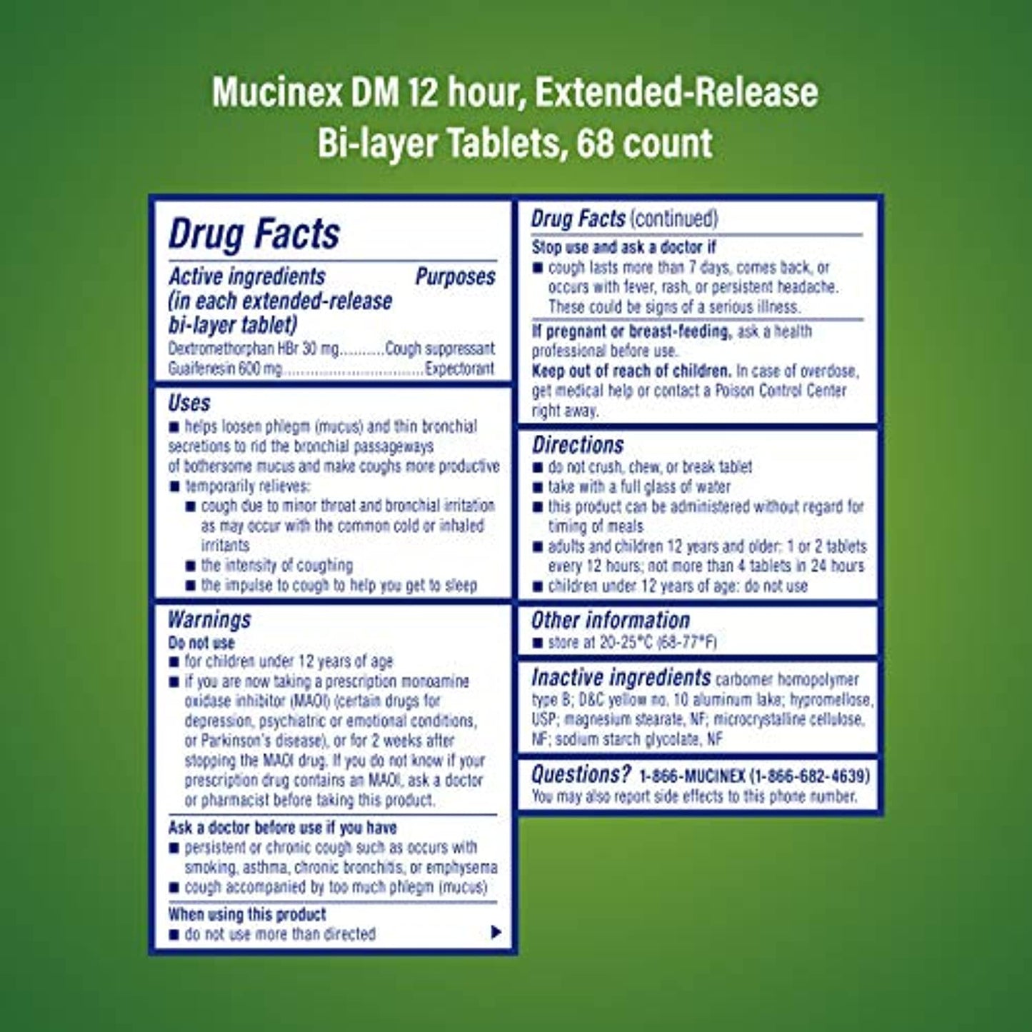 2 Pack Mucinex DM 12-Hour Expectorant Cough Suppressant 2x 68 Tablets Exp 11/23