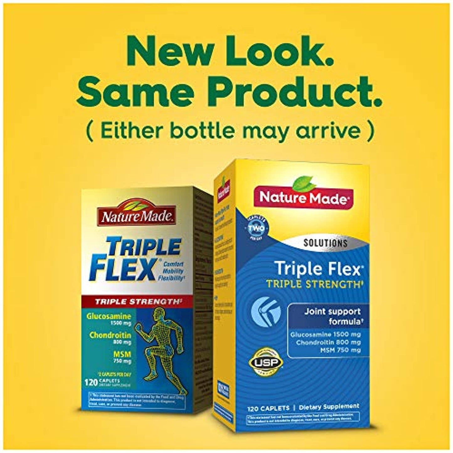 Nature Made Triple Flex Triple Strength Caplets, 120 Count for Joint Support