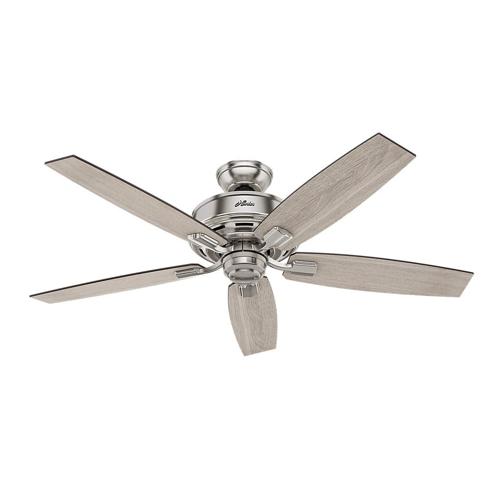 Hunter Indoor Ceiling Fan, with remote control - Bennett 52 inch, Brushed Nickel, 54190