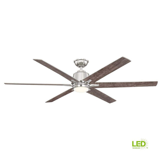 Kensgrove 64 in. LED Brushed Nickel Ceiling Fan with Remote Control