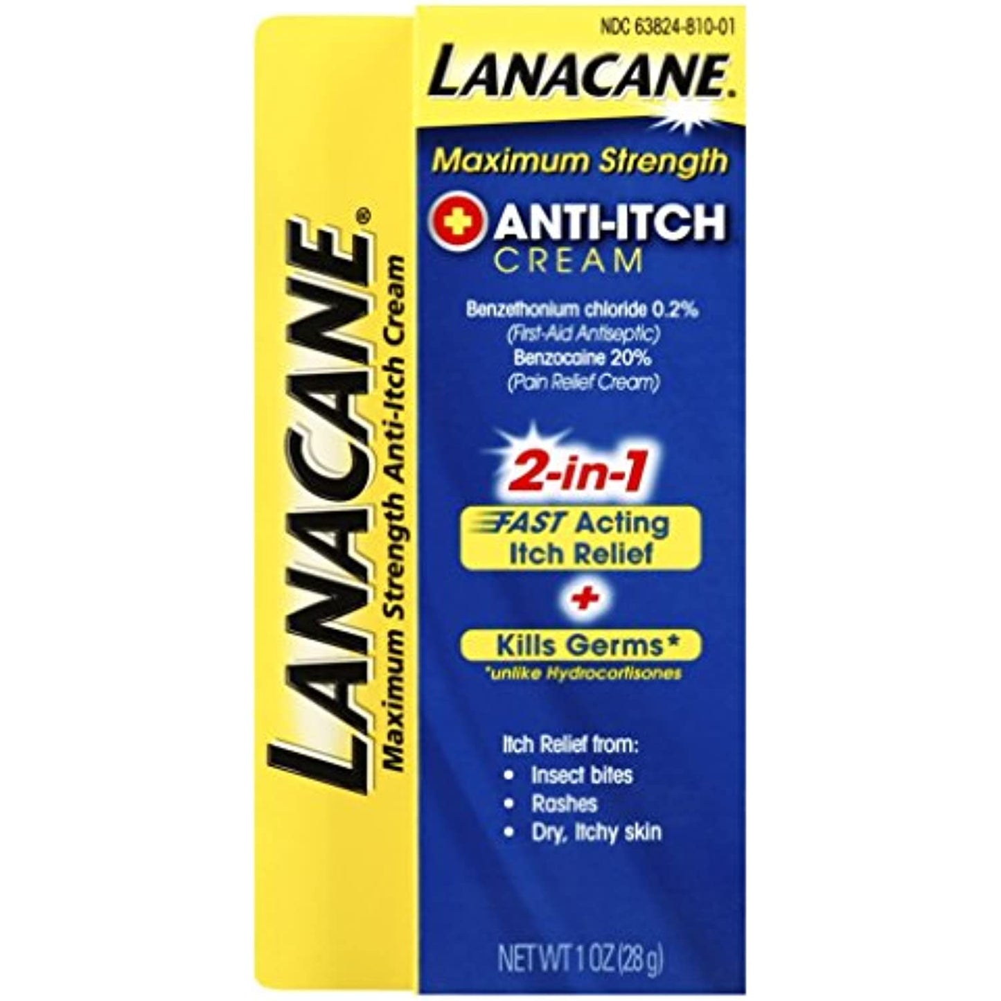 Lanacane Maximum Strength Anti-itch Cream, 1 oz., 2in1 EXP 2/23