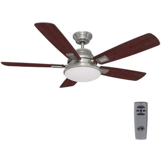 Latham 52 in. LED Indoor Brushed Nickel Ceiling Fan with Light Kit and Remote Control