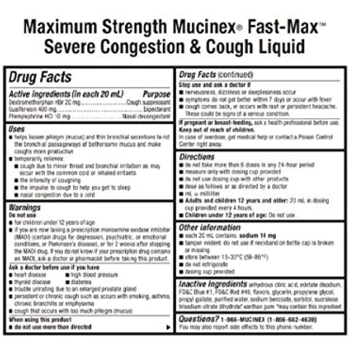 Lot Of 8 Mucinex Fast-Max Maximum Strength Severe Congestion & Cough Exp 04/2022