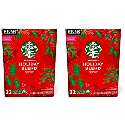 Starbucks Coffee Holiday Blend Coffee K Cups - 44 K Cups Total - 22 K Cups Per Box - Seasonal Limited Edition Starbucks Coffee - For Use of Keurig Coffee Makers