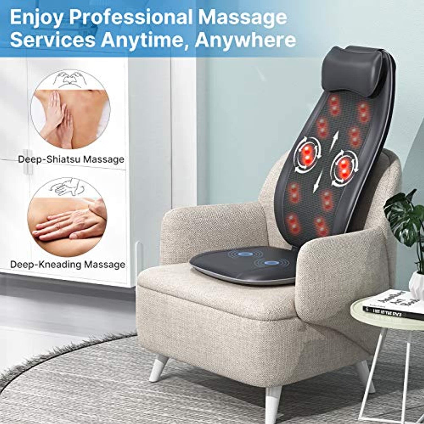 RENPHO S-Shaped Shiatsu Massage Seat Cushion with Vibration with Heat Function