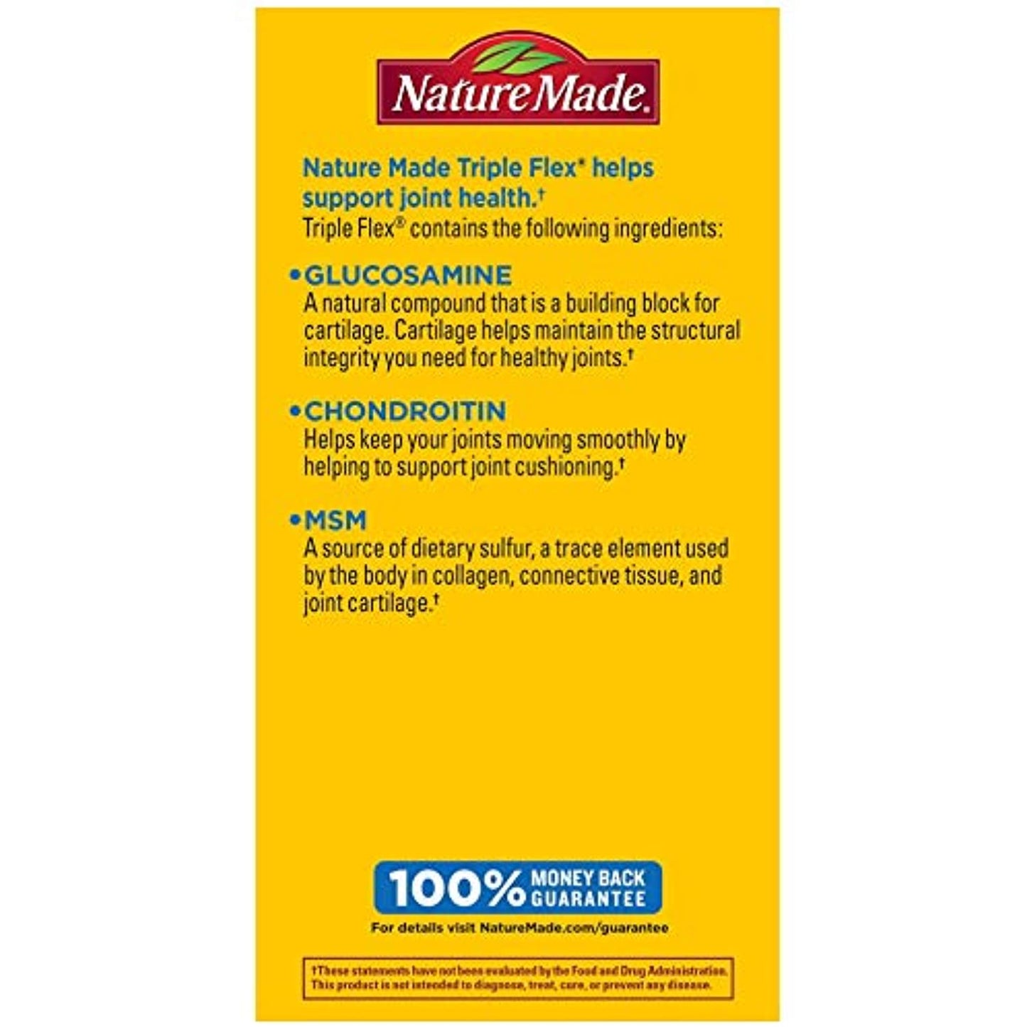 Nature Made Triple Flex Triple Strength Caplets, 120 Count for Joint Support