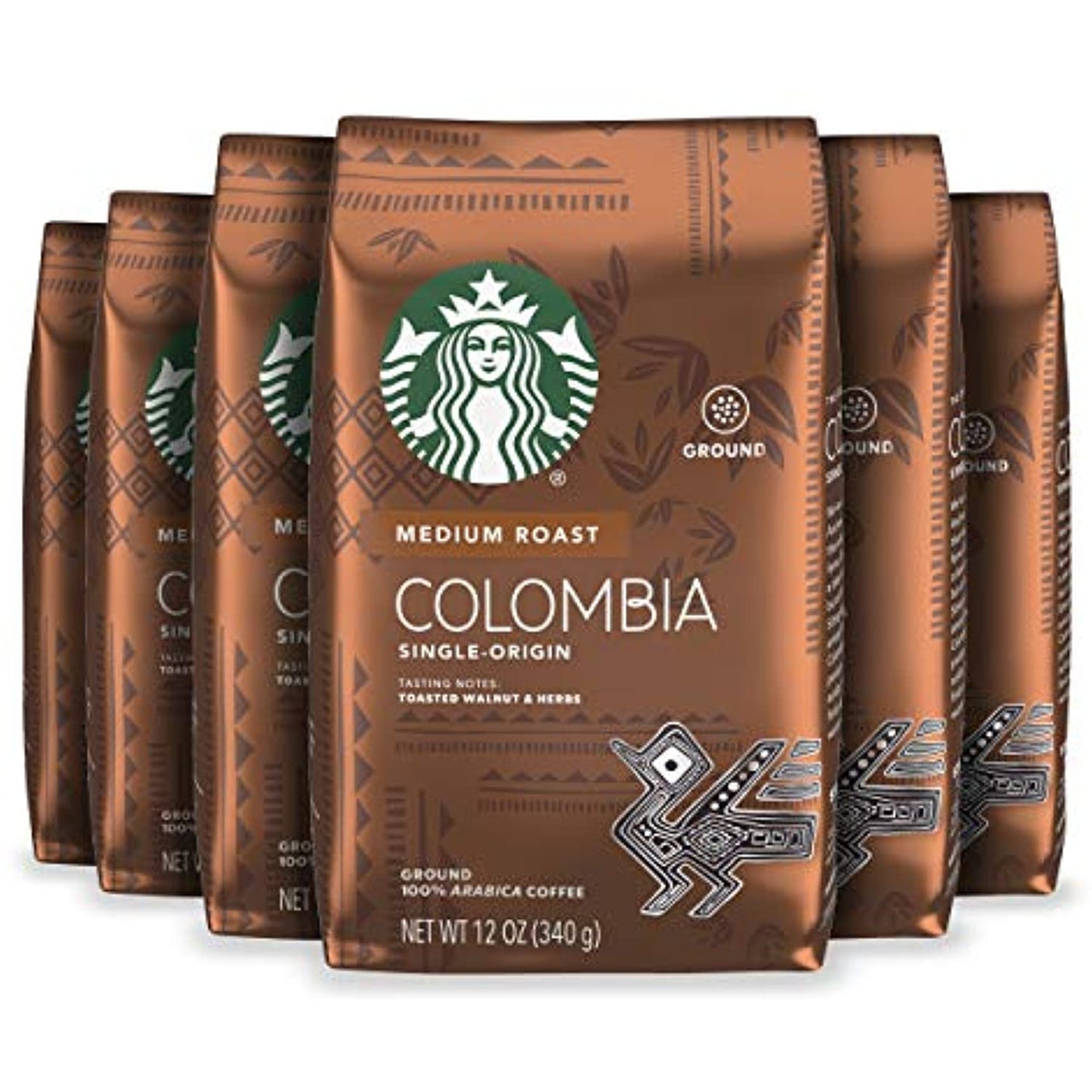 Starbucks Colombia Medium Roast Ground Coffee, 12 Ounce (Pack of 6)