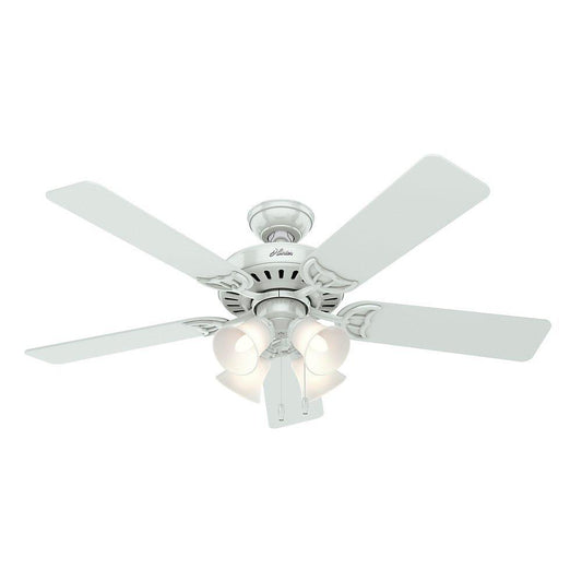 Hunter Indoor Ceiling Fan, with pull chain control - Studio Series 52 inch, White, 53062