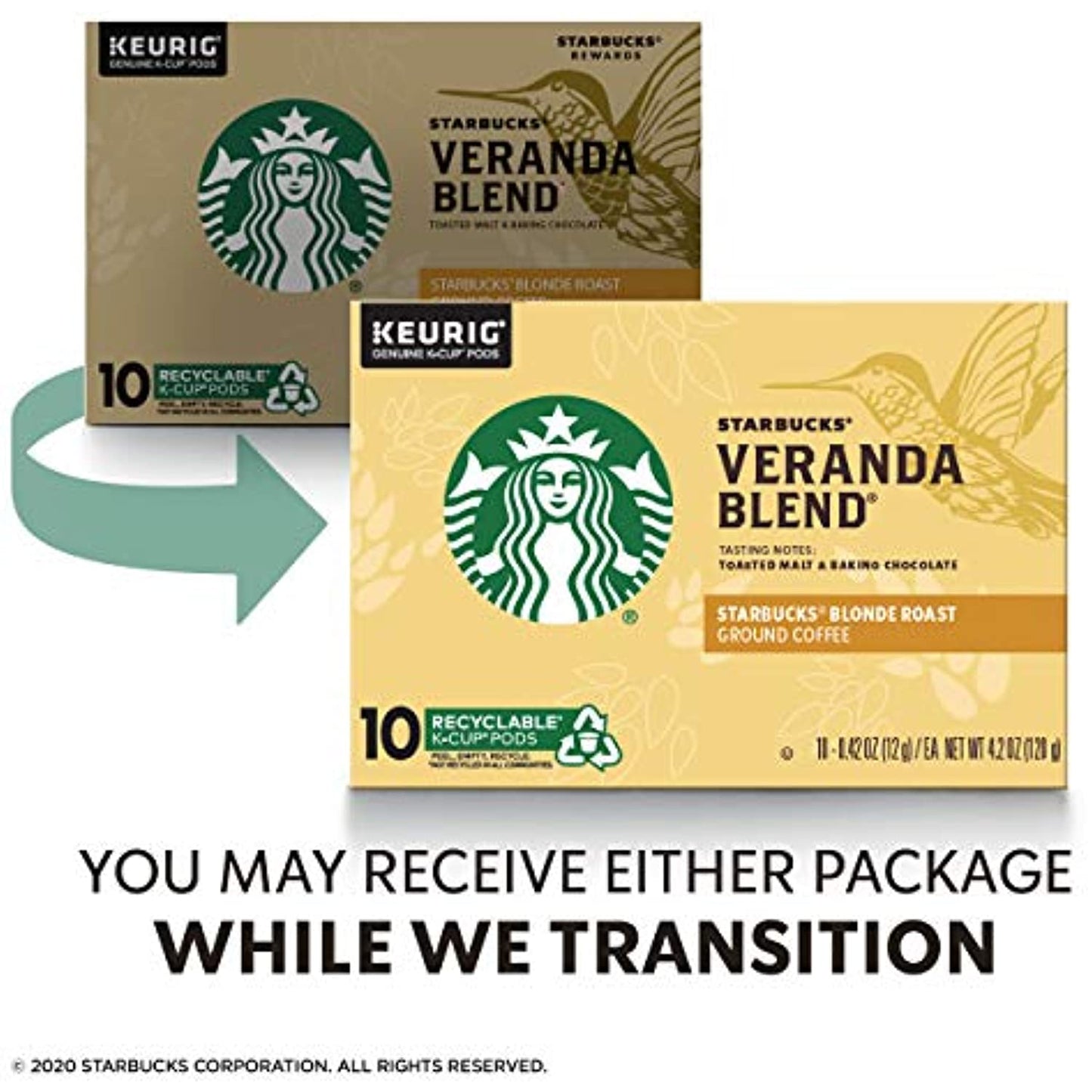 Starbucks Blonde Roast K-Cup Coffee Pods  Veranda Blend for Keurig Brewers  6 boxes (60 pods total)