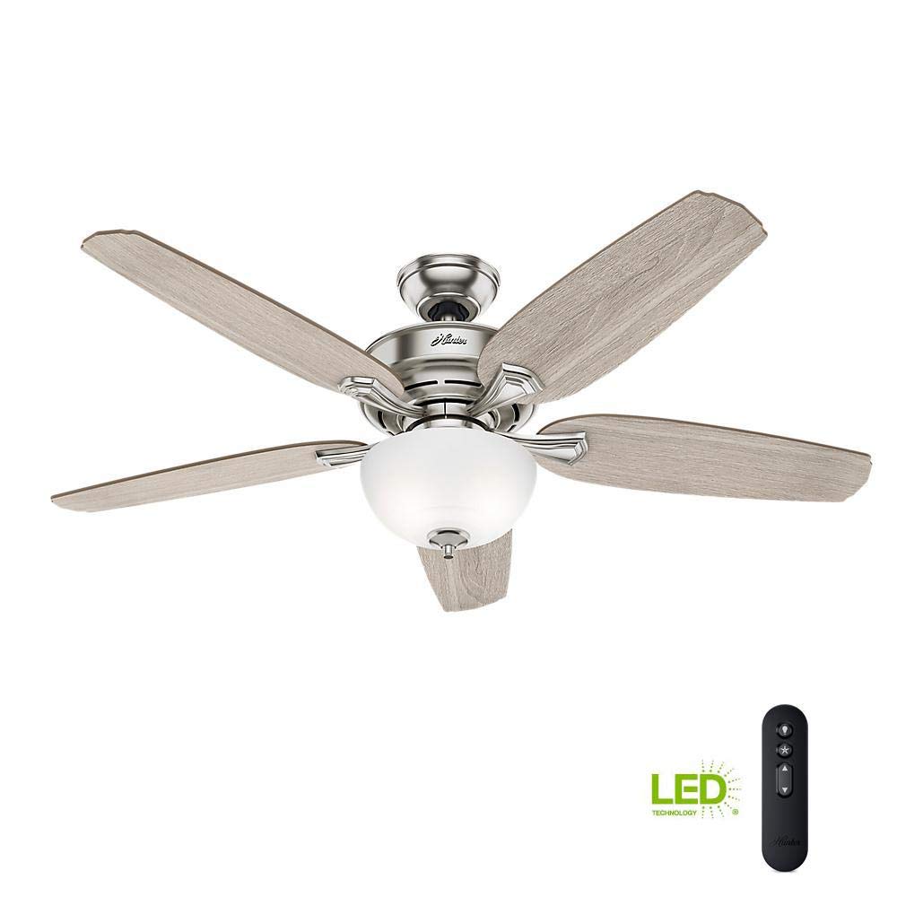 Hunter 54 Inch Ceiling Fan Indoor Large Room LED Brushed Nickel Remote Control