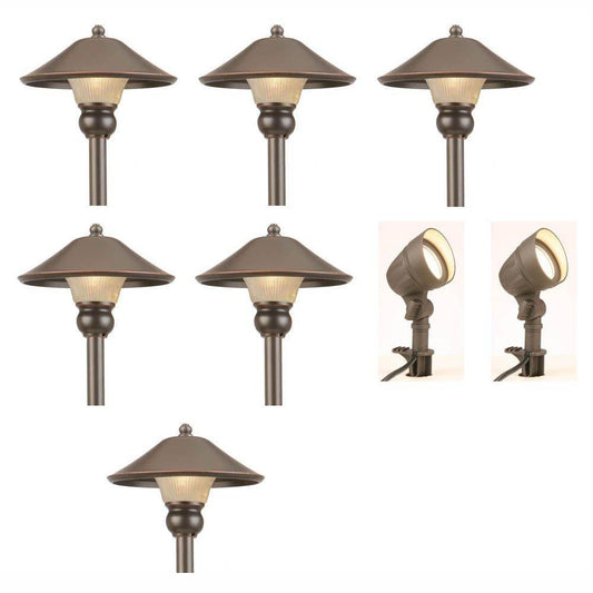 Low-Voltage LED Bronze Outdoor Light Kit (8-Pack)