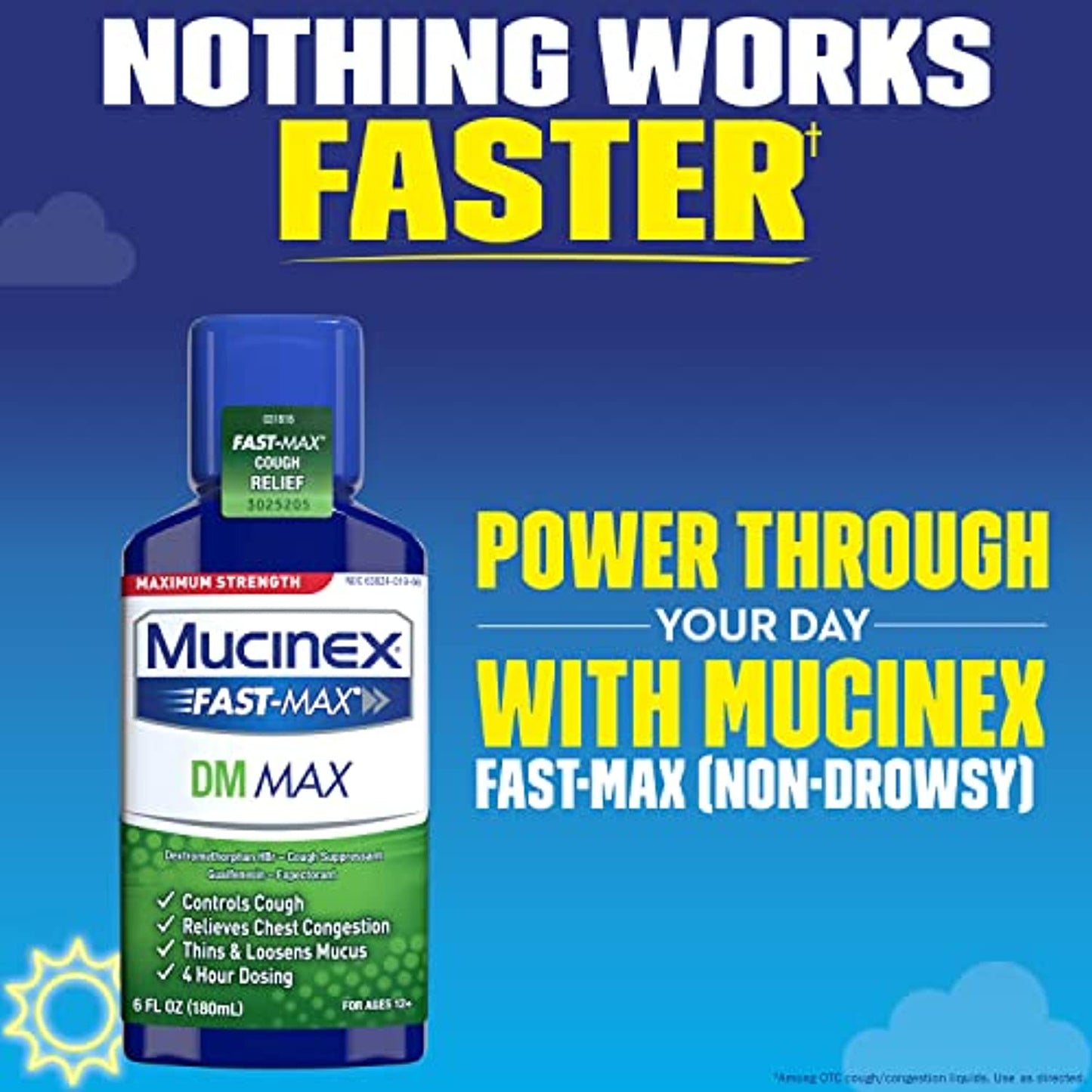 Mucinex Fast-Max DM, Max Strength Chest Congestion Relief with Guaifenesin, Adult Cough Suppressant Liquid, 6 oz