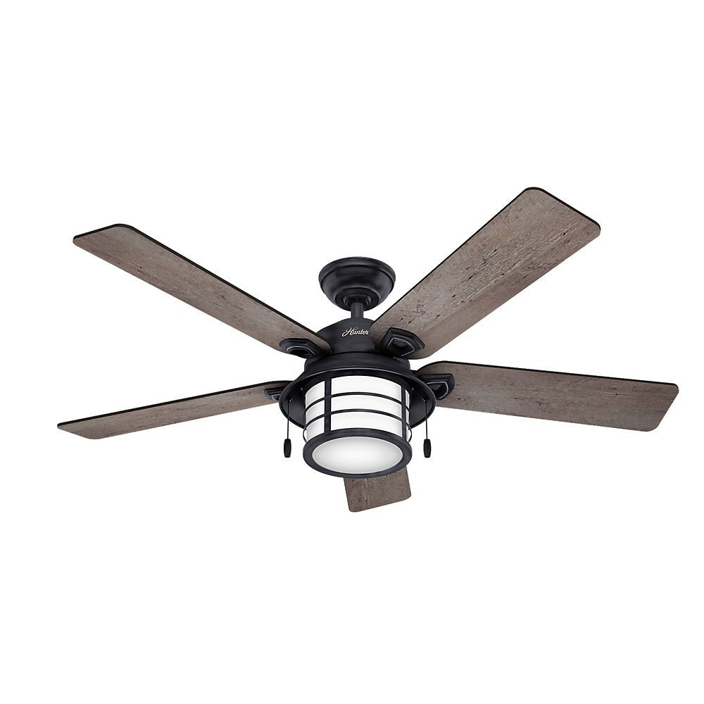 Hunter Indoor/Outdoor Ceiling Fan with Light and Pull Chain Control - Key Biscayne 54 inch, Weatherd Zinc, 59135