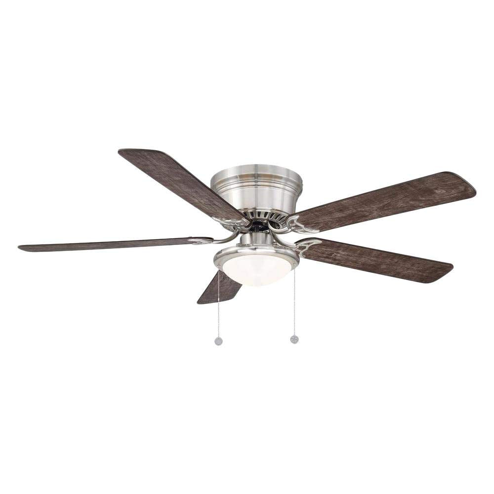 Hugger 56 in. LED Indoor Brushed Nickel Ceiling Fan with Light Kit Pull Chain