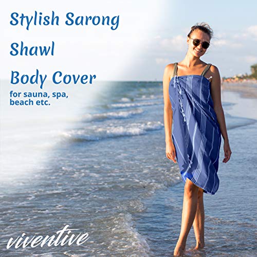 Viventive Turkish Peshtemal Towel (37x70)For Yoga, Beach. Color: Navy Blue