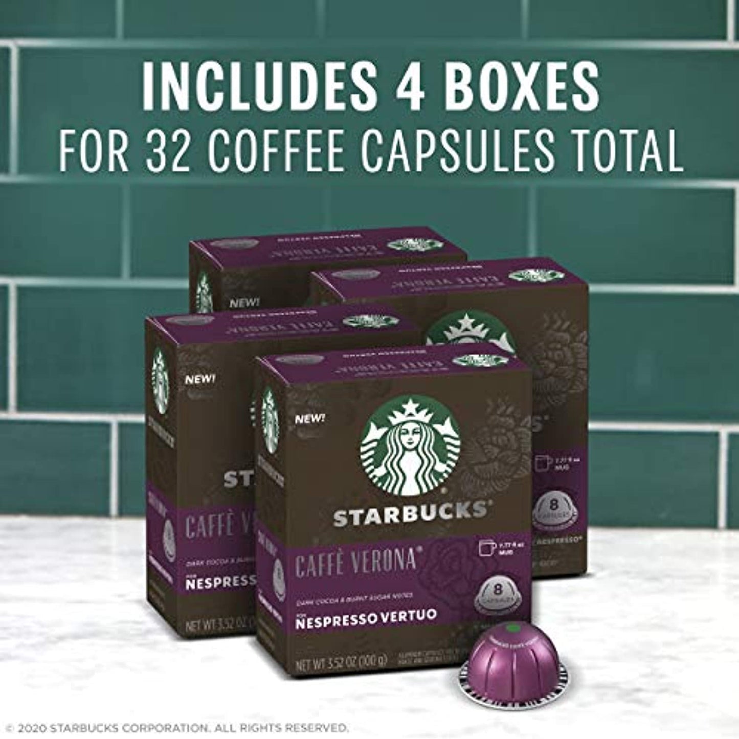 Starbucks Caffe Verona for Nespresso Vertuo 32 Capsules 4 Boxes Of 8 Count 5/22