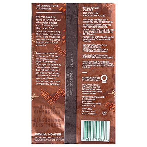 Starbucks Breakfast Blend 72 Individually Wrapped Packs BEST By 12/2019