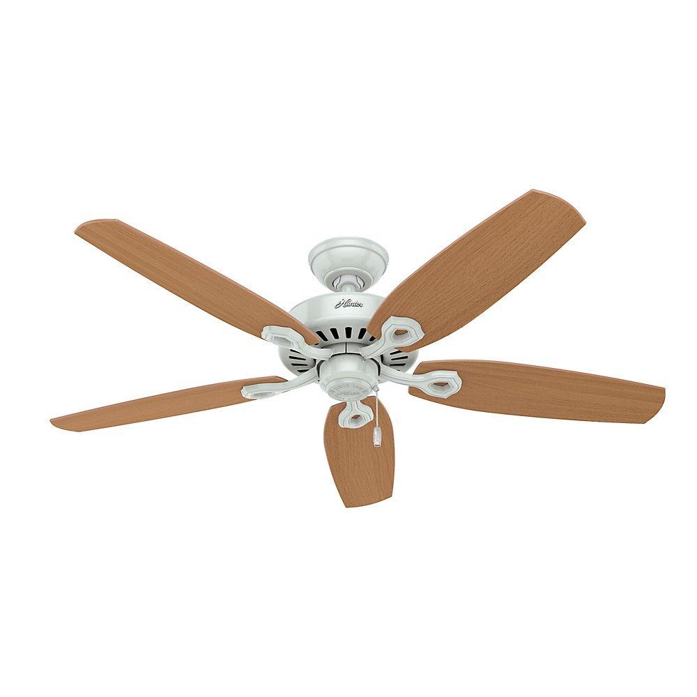 Hunter Indoor Ceiling Fan with light and pull chain control - Builder Deluxe 52 inch, White, 53089