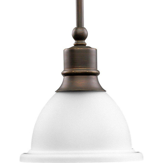 Progress P5078-20 Madison - One Light Mini Pendant, Antique Bronze Finish with Etched Glass