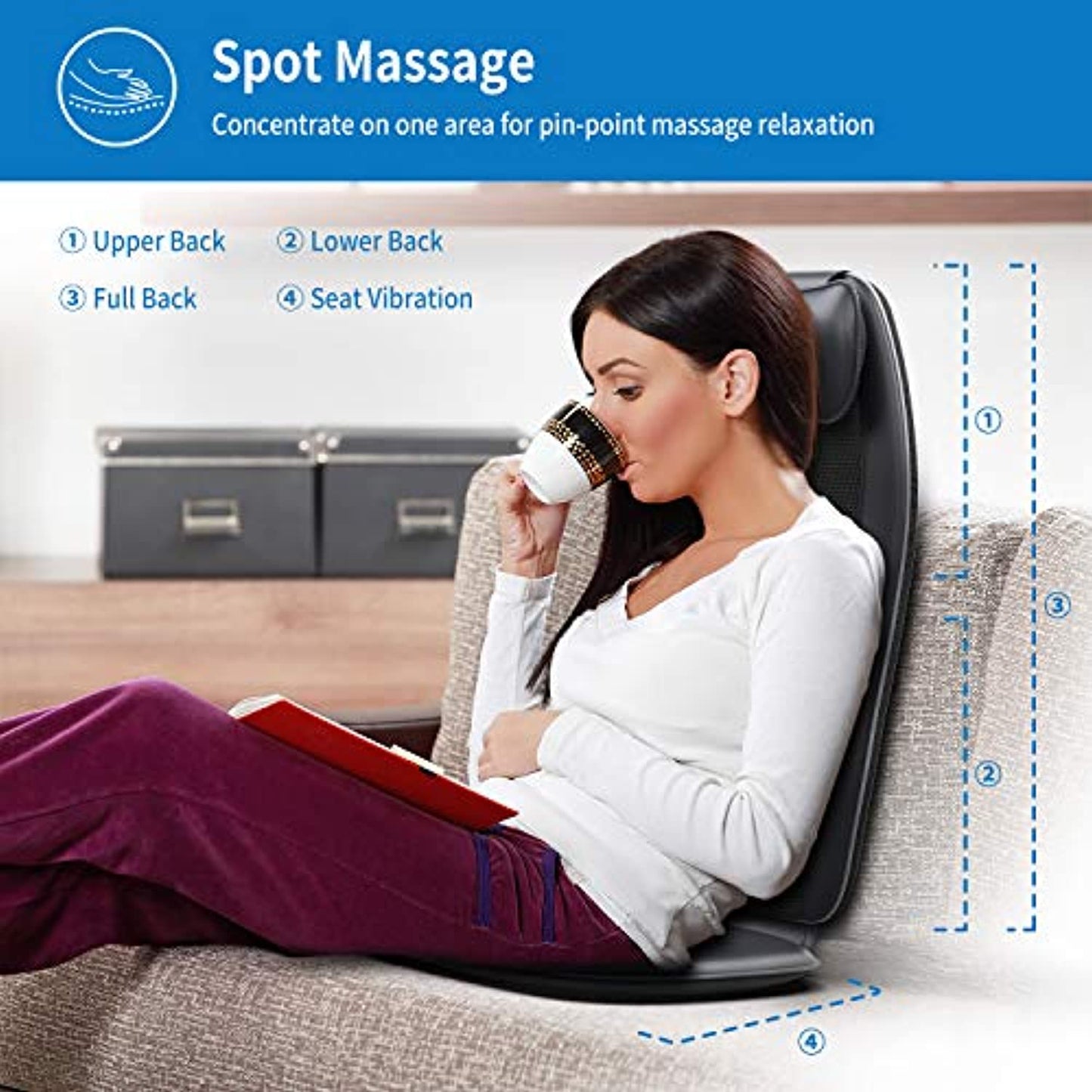 RENPHO S-Shaped Shiatsu Massage Seat Cushion with Vibration with Heat Function