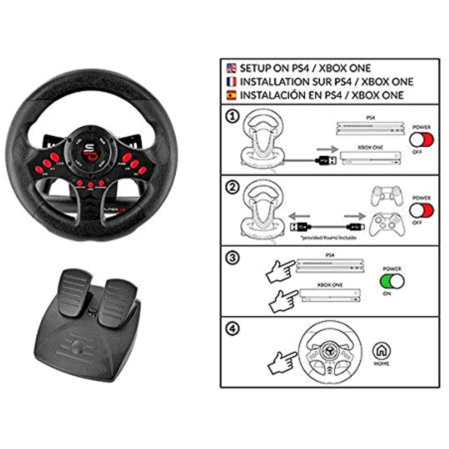 Subsonic Racing Wheel SV400- Super Drive- For XBox, PC, PlayStation3- BLACK-