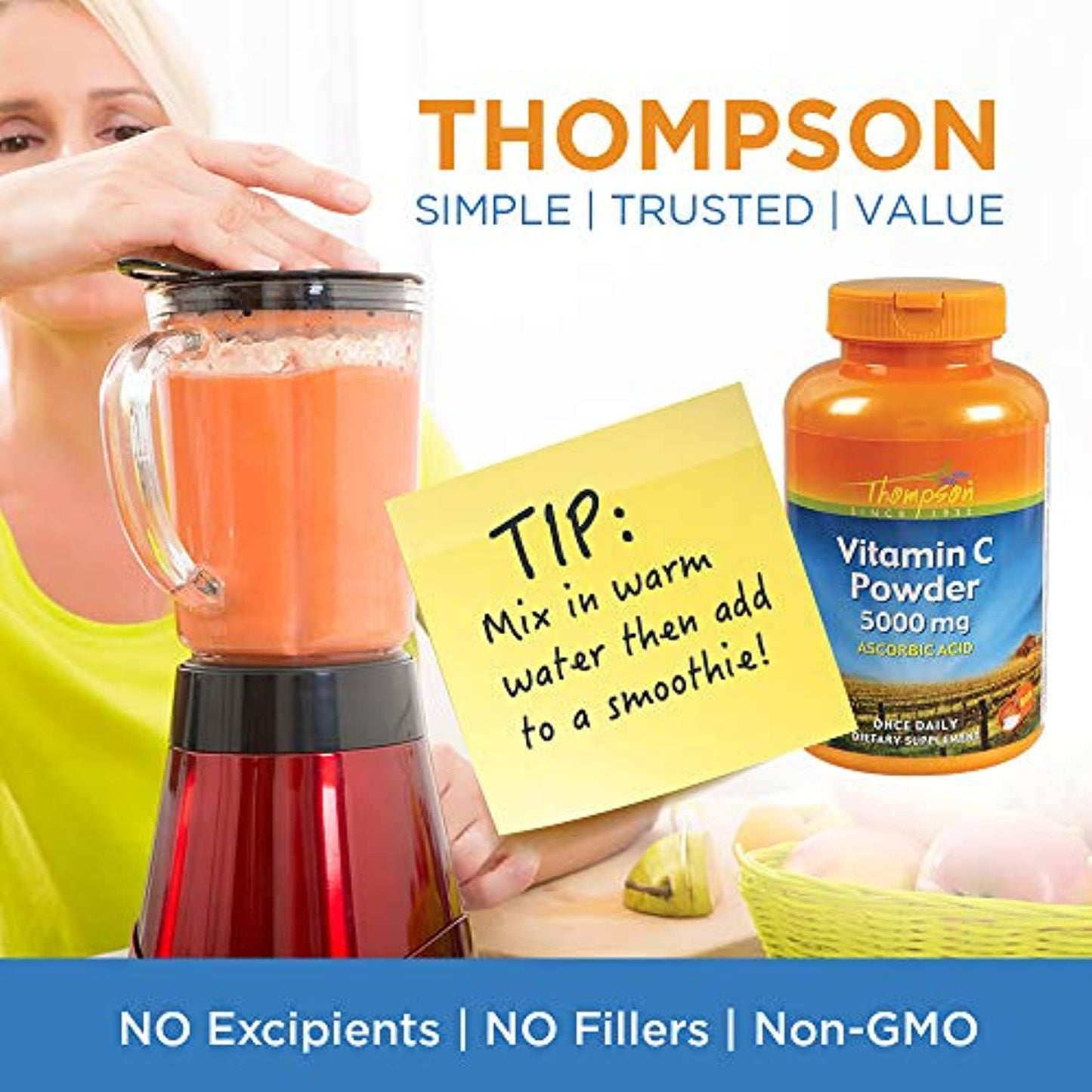 Thompson, Vitamin C Powder, 5,000 mg , 8 oz Exp 02/2022