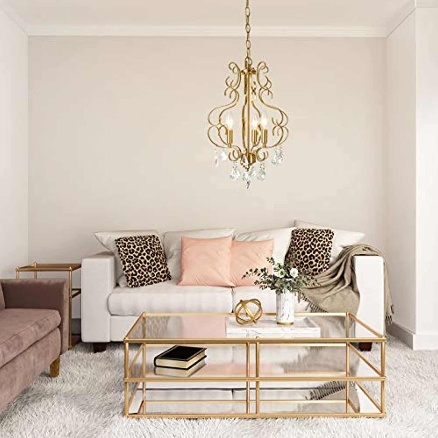 KSANA Chandelier, Light Fixture in Gold Plated, K9 Crystal 13’’x 18’’ OPEN BOX