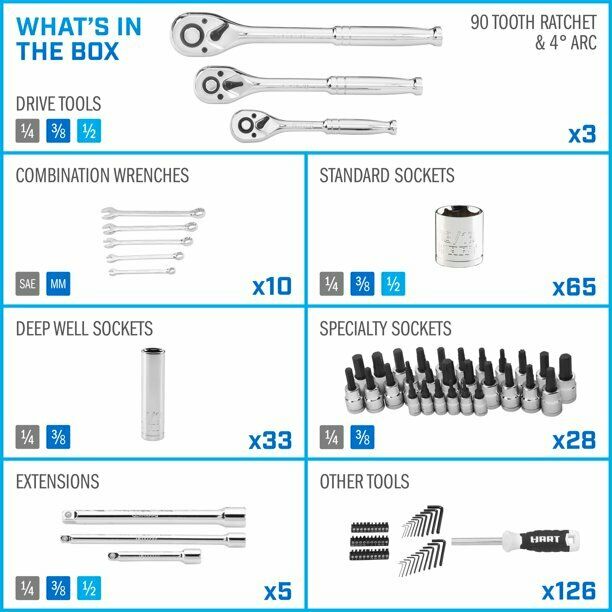 Mechanics Tool Set Multiple Drive 270 Piece Durable Rust Resistant Chrome Finish