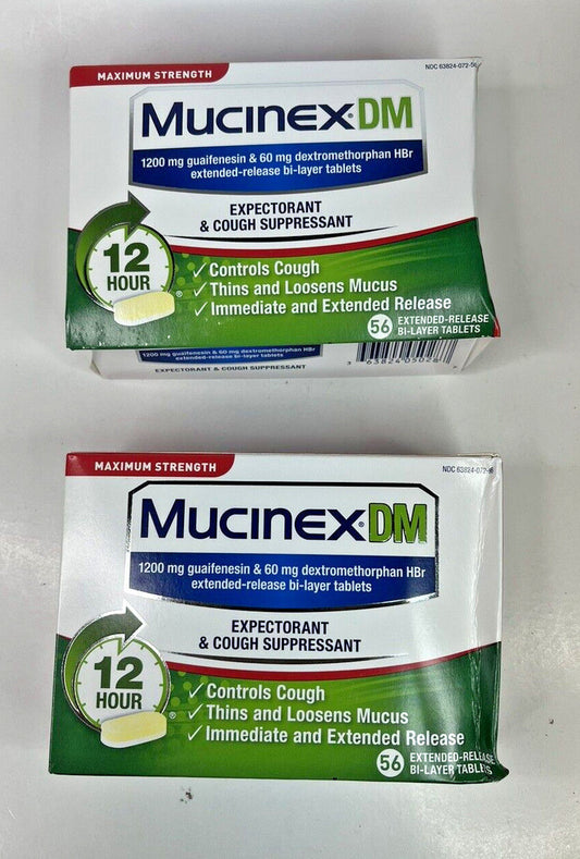 2X Mucinex DM Maximum Strength 56 Tablets (112) Cough Suppressant EXP 7/24