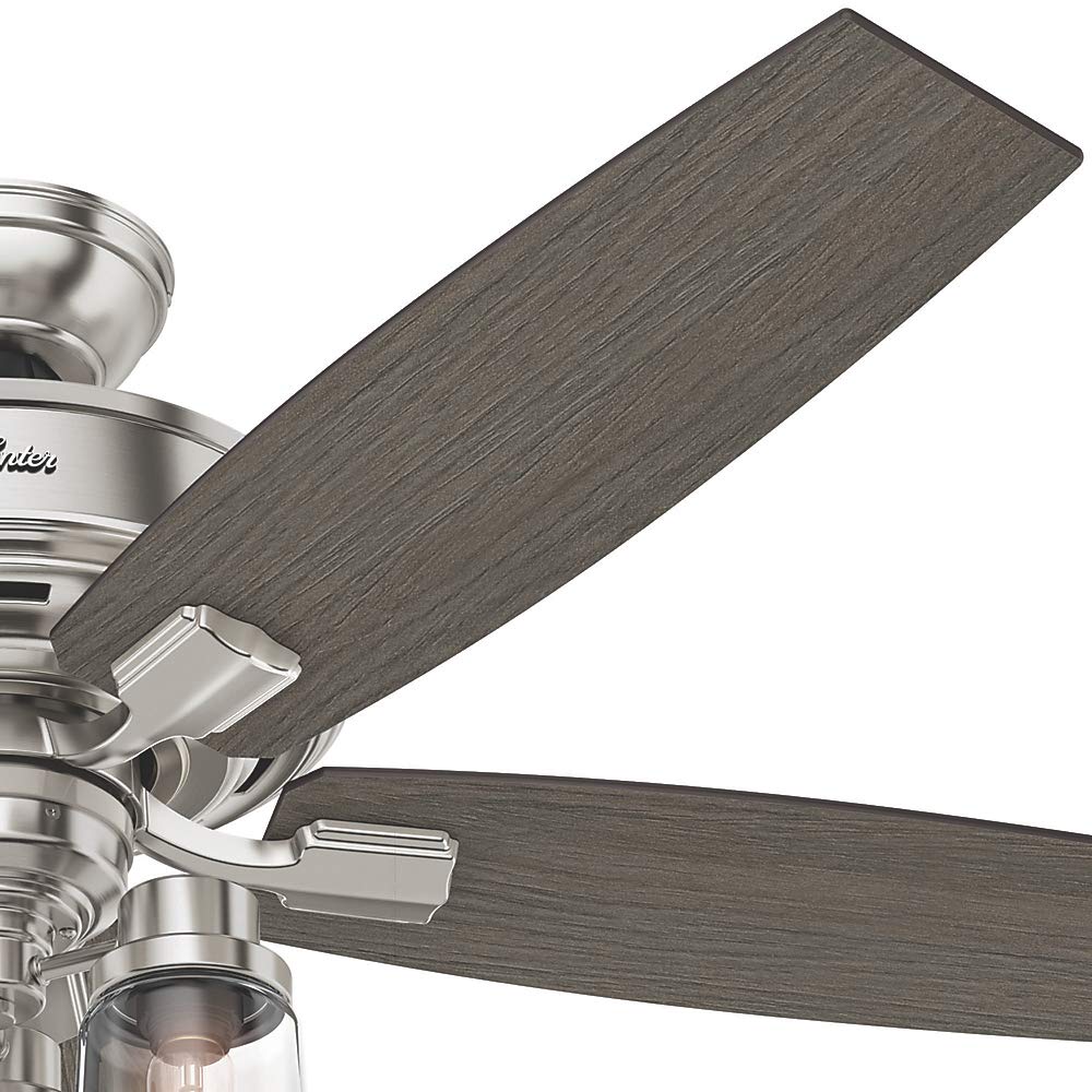 Hunter Indoor Ceiling Fan, with remote control - Bennett 52 inch, Brushed Nickel, 54190