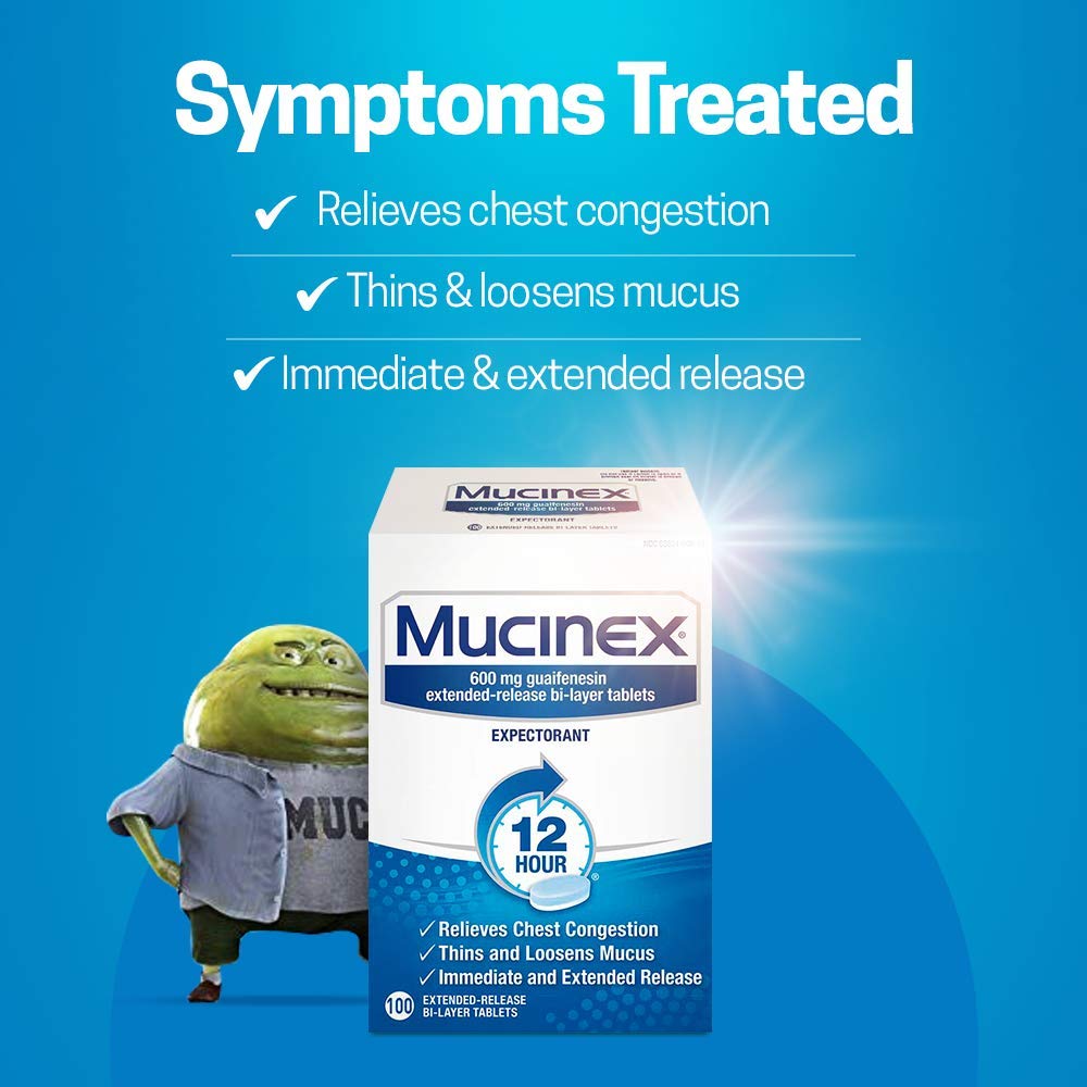 100 ct Mucinex Guaifenesin 600mg Extended Release Bi-Layer Tablets 12HR EXP 2024